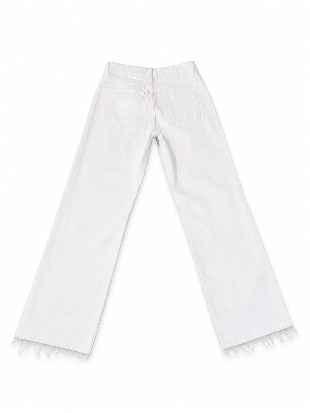 Zara White Straight Leg Jeans Raw Hem Denim Pants Coastal Chic Size 2 Hamptons - Picture 3 of 6